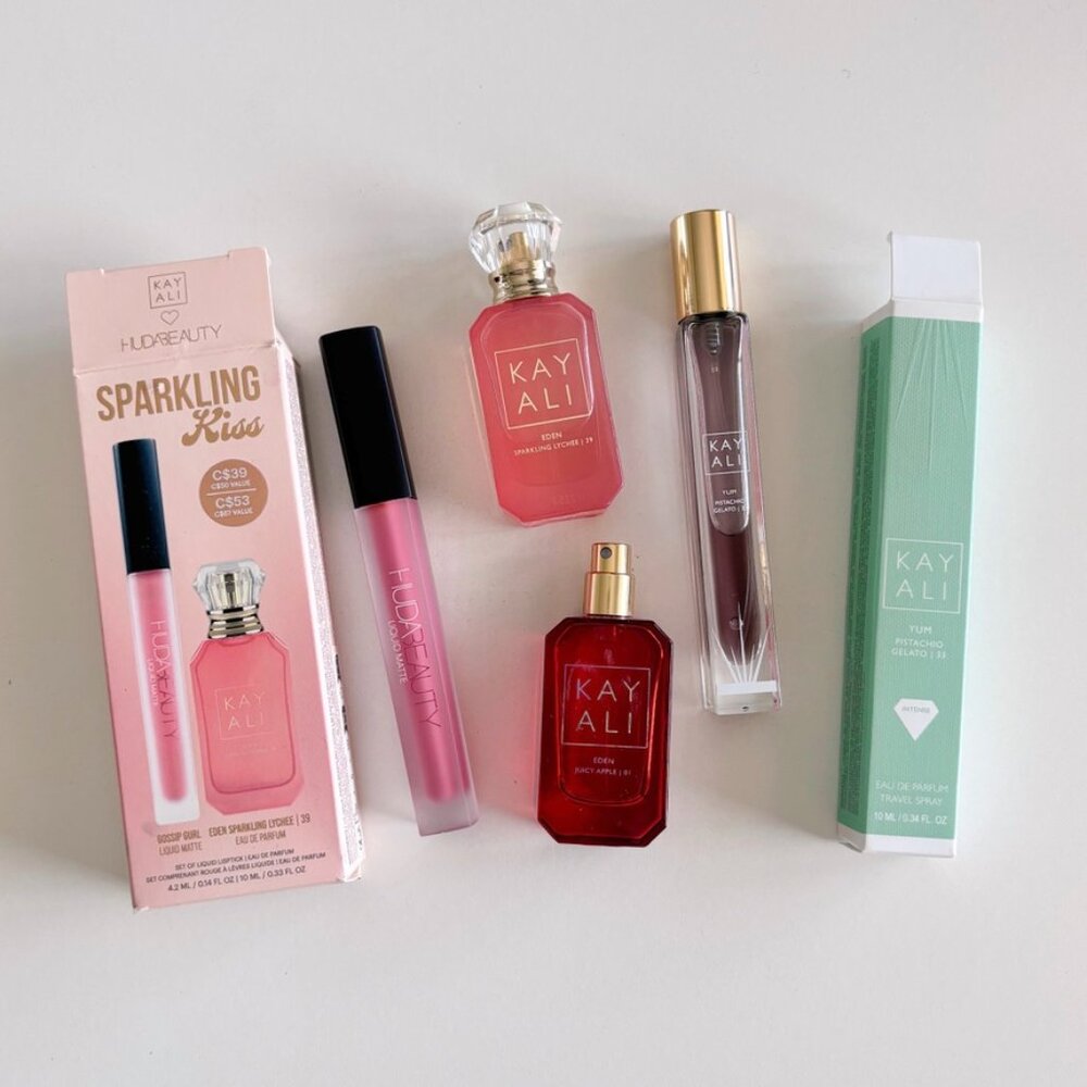 Kayali Huda Beauty Lot Pistachio Gelato Eden Juicy Apple Sparkling Lychee parfum